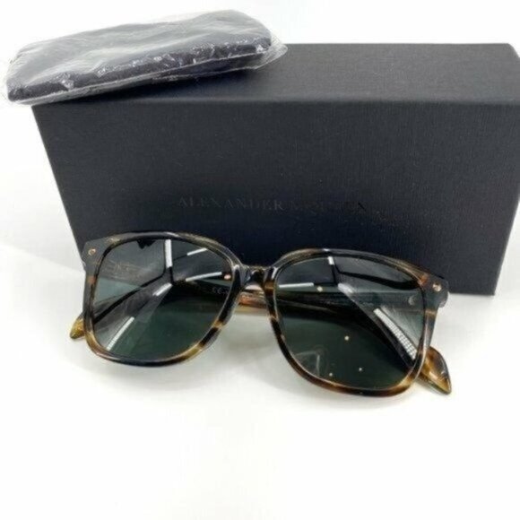Alexander McQueen Havana 53mm Square Green Sunglasses Tortoise NWOT With Box main image 6